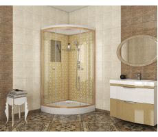 Душевая кабина Niagara Luxe NG-7702G (1000x1000х2100) низкий поддон (15см) стенки ЗОЛОТО  