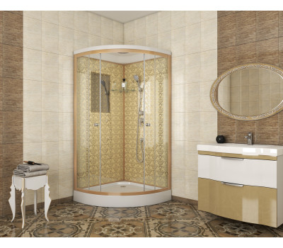 Душевая кабина Niagara Luxe NG-7702G (1000x1000х2100) низкий поддон (15см) стенки ЗОЛОТО  