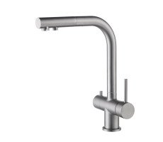 Смеситель для кухни с подключением фильтра и выдвижной лейкой Timo Saona 2356/18FL черное золото серый Смеситель для кухни с подключением фильтра и выдвижной лейкой Timo Saona 2356/18FL черное золото серый