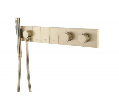 Смеситель ZODIAC THERMO с ручным душем MATT GOLD Boheme 133-SYS-MG золото матовое 