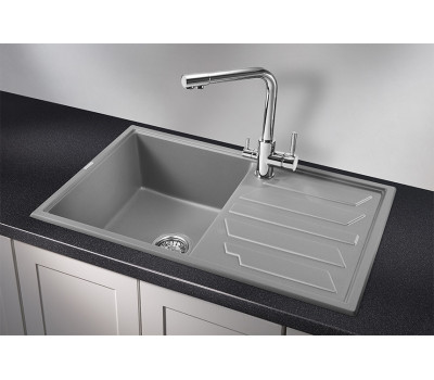 Кухонная мойка GRANULA 8002, АЛЮМИНИУМ, кварц 