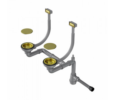 Слив-перелив OMOIKIRI WK-2C-LG, для двухчашевых моек с прямоугольными переливами, цвет-светлое золото 4956497 