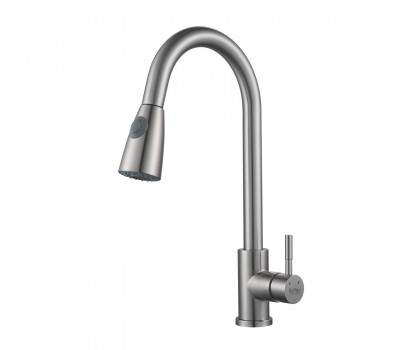 Смеситель для кухни с выдвижным изливом Raffine F213L, сатин