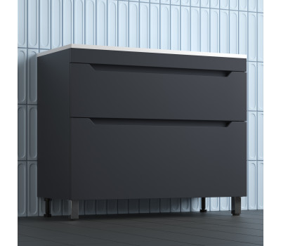 Тумба напольная Style Line Остин под раковину Фортуна 100 2 ящ графит эмаль PLUS ЛС-00002400-1 
