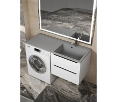 Раковина над стиральной машиной Uperwood Cosmos Quartz 120 см, правая, крыло слева, серый шелк RCosmos120RS Раковина над стиральной машиной Uperwood Cosmos Quartz 120 см, правая, крыло слева, серый шелк RCosmos120RS