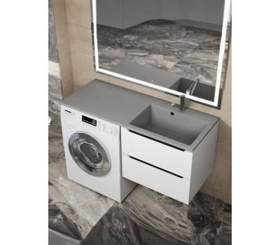 Раковина над стиральной машиной Uperwood Cosmos Quartz 120 см, правая, крыло слева, серый шелк RCosmos120RS 