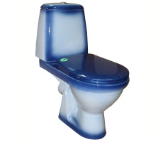 Унитаз - компакт Rosa "Премьер" ободковый, 2-х режимная арматура, синий декор CS00094172 Унитаз - компакт Rosa "Премьер" ободковый, 2-х режимная арматура, синий декор CS00094172