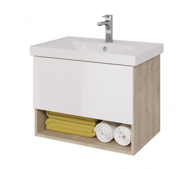 Тумба под раковину подвесная Dreja Perfecto 70 см, дуб эврика/белый