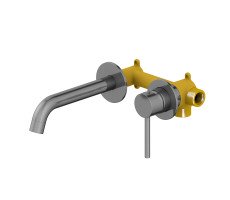 Смеситель для раковины встроенный Timo Saona 2372/18SM черное золото серый 