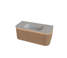 Тумба под раковину подвесная Knotlor ОБЛАКО 99 см светлый ясень рифленая 