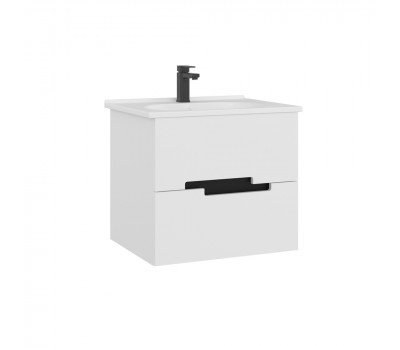 Тумба с раковиной ORKA Lodi 65 подвесная, белый, черный 5005882 