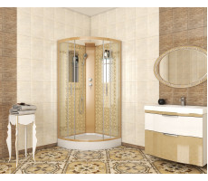 Душевая кабина Niagara Luxe NG-7715GBK (900x900х2100) низкий поддон стенки ЗОЛОТО БЕЗ КРЫШИ 
