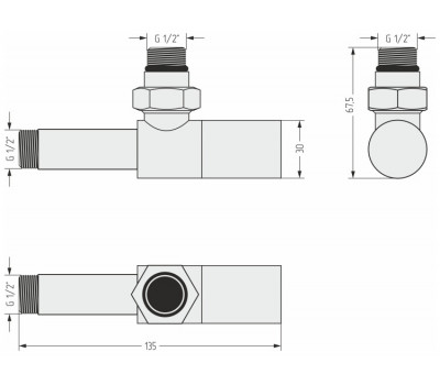 Вентиль Сунержа G 1/2" НР х G 1/2" НР угловой цилиндр цвет-золото 03-1400-1212 