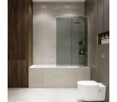 Шторка на ванну слайдер Terminus Ното 150х90 тонированная, хром Шторка на ванну слайдер Terminus Ното 150х90 тонированная, хром