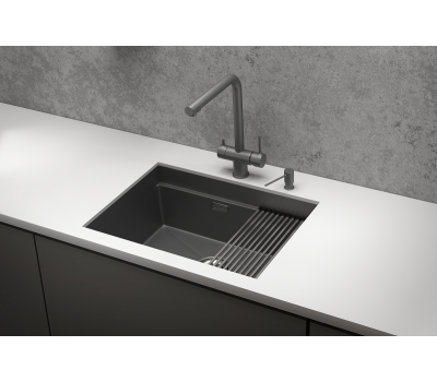 Кухонная мойка GRANULA KS-6045U, ГРАФИТ МАТОВЫЙ, стальная KITCHEN SPACE 