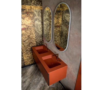 Раковина-моноблок Armadi Art QUATRO 140 TERRACOTTA (двойная) 141х52 акрил 793-140-2-T 