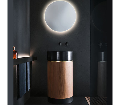 Раковина напольная Milldue ROMA 2017.C основ Rovere Nero, корпус Noce Canaletto, вставка Oro, раковина Nero opaco Раковина напольная Milldue ROMA 2017.C основ Rovere Nero, корпус Noce Canaletto, вставка Oro, раковина Nero opaco