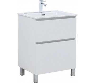 Тумба с раковиной Aquanet Вега 60 (Flat) напольная 2 ящ. цв. белый глянец 00345380 Тумба с раковиной Aquanet Вега 60 (Flat) напольная 2 ящ. цв. белый глянец 00345380