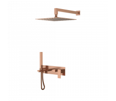 Смеситель встроенный + верхний+ ручной душ QUBIC Brushed Bronze Boheme 474-BRB брашированная бронза Смеситель встроенный + верхний+ ручной душ QUBIC Brushed Bronze Boheme 474-BRB брашированная бронза