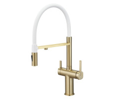 Смеситель для кухни с подключением фильтра для воды Rose R358G, золотой сатин
