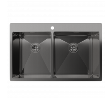 Мойка Rivelato нерж.сталь 2 чаши 800*500*200 мм 8050 B2 PVD black GranFest 
