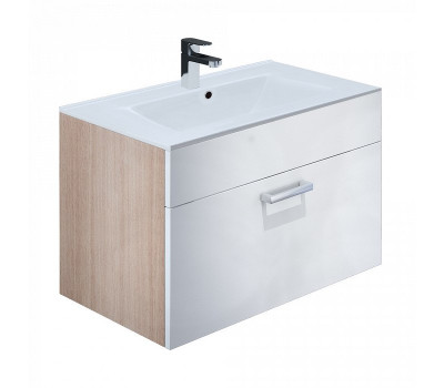 Тумба с раковиной IDDIS Mirro 80 подвесная белая/под дерево MIR80W2i95K  