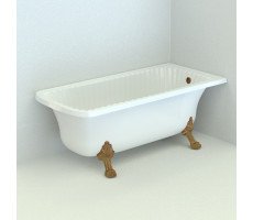 Ванна 174x80 Migliore OLIVIA ANG. белая, на лапах LEONE STANDART в угол, слив/перелив бронза 