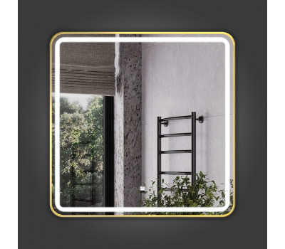 Зеркало в алюминиевой раме цвет золото Comforty Ситара-80 LED-подсветка, бесконтактный сенсор, антизапотевание 00-00018681 