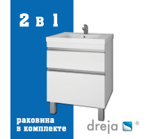 Тумба с раковиной подвесная/напольная Dreja Grace Plus 60 см, белый Тумба с раковиной подвесная/напольная Dreja Grace Plus 60 см, белый