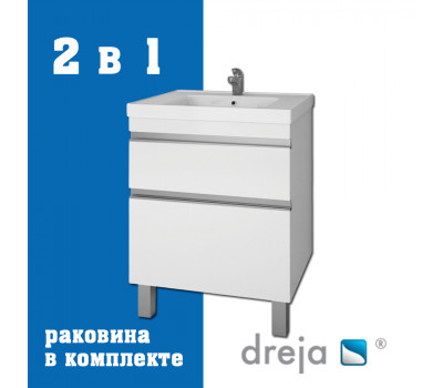 Тумба с раковиной подвесная/напольная Dreja Grace Plus 60 см, белый