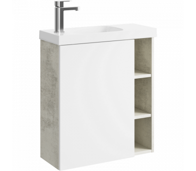 Подвесная тумба 60 см AQWELLA ALB0106LLS+ALB0706WM Бетон светлый / Белый 