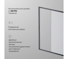 Дверь душевая в нишу AM.PM Gem W90G-150-1-195BM Стекла прозрачное, матовое; профиль черный 