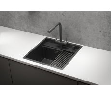 Кухонная мойка GRANULA KS-5051, ЧЕРНЫЙ МАТОВЫЙ, стальная KITCHEN SPACE 