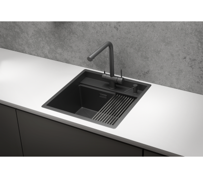 Кухонная мойка GRANULA KS-5051, ЧЕРНЫЙ МАТОВЫЙ, стальная KITCHEN SPACE 