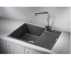 Кухонная мойка GRANULA 6501, ГРАФИТ (ЧЁРНО-СЕРЫЙ), кварц 