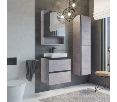 Тумба-умывальник Comforty Комфорти Эдинбург-60-2 бетон светлый с черной столешницей и раковиной 9055RA-50 Тумба-умывальник Comforty Комфорти Эдинбург-60-2 бетон светлый с черной столешницей и раковиной 9055RA-50