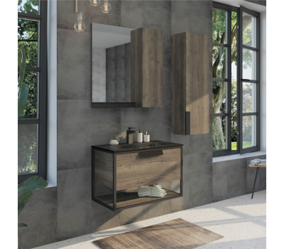 Тумба-умывальник Comforty Бонн 75 дуб темный с черной матовой раковиной Comforty 75E Тумба-умывальник Comforty Бонн 75 дуб темный с черной матовой раковиной Comforty 75E