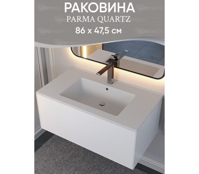 Раковина для ванной 86 см, Uperwood Parma Quartz, белая матовая, "жасмин" 291003009 