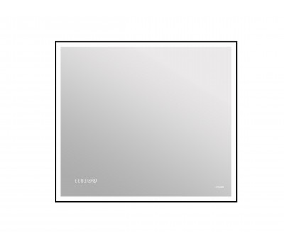 Зеркало Cersanit LED 011 design 100x80 с подсветкой часы металл. рамка прямоугольное KN-LU-LED011*  