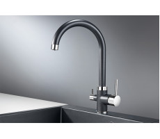 Смеситель для кухни GRANULA 2168, ШВАРЦ (чёрный металлик) 