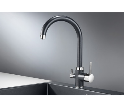 Смеситель для кухни GRANULA 2168, ШВАРЦ (чёрный металлик) 