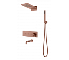 Встроенная душевая система FUSION, трехпозиционная Copper Brushed с изливом Boheme 130-2-CB брашированная медь 