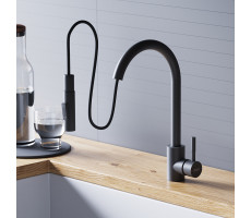 Смеситель для кухни с вытяжным изливом Dorff Logic D3007522 Черный 