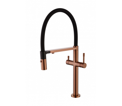 Смеситель для кухни UNO COPPER BRUSHED c краном для питьевой воды Boheme 115-CB брашированная медь 