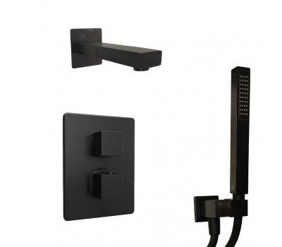 Комплект на 2 потребителя с термостатом Grazia PAINI, для ванны с ручным душем, черный брашированный PVD 21PZSET26911THBATH 