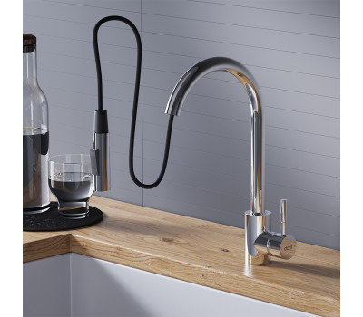 Смеситель для кухни с вытяжным изливом Dorff Logic D3007500 Хром Смеситель для кухни с вытяжным изливом Dorff Logic D3007500 Хром