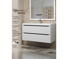 Тумба с раковиной для ванной 100 Uperwood Tanos подвесная белая/графит 29111020233 