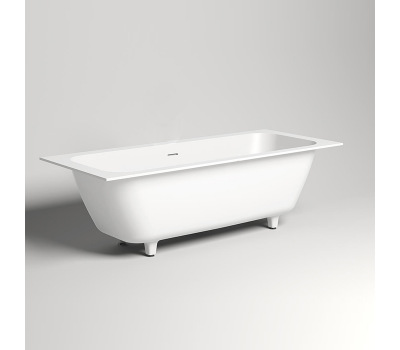 Встраиваемая ванна на ножках 190х80 Salini ORLANDA AXIS KIT 103321M интегрированный слив-перелив, S-Stone, белый матовый 