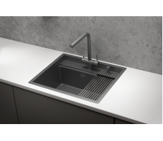Кухонная мойка GRANULA KS-6051, ГРАФИТ МАТОВЫЙ, стальная KITCHEN SPACE 