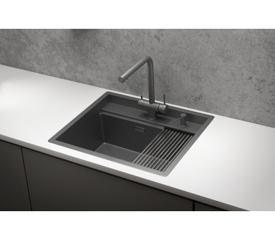Кухонная мойка GRANULA KS-6051, ГРАФИТ МАТОВЫЙ, стальная KITCHEN SPACE 